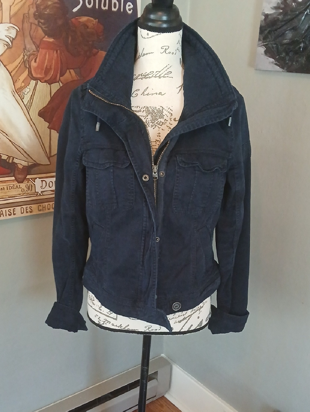 Abercrombie & Fitch Navy Cotton Blend Jean Jacket